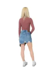 Denim Minirock mit Gürtelschnalle und Logo