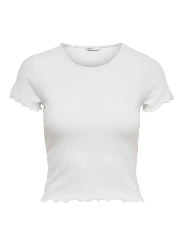 Geripptes weißes kurzärmliges T-Shirt Geripptes weißes kurzärmliges T-Shirt