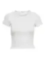 Geripptes weißes kurzärmliges T-Shirt