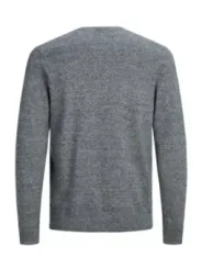 Grauer Strickpullover mit Rundhalsausschnitt