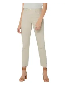 Khaki Damen Cropped Straight Leg Hose