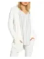 Gestreifter weißer Damen-Cardigan aus Poly