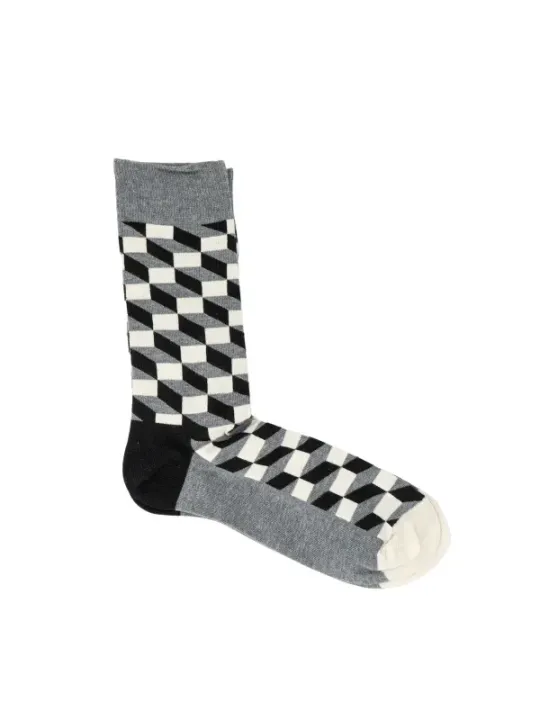 Graue karierte Happy Socks Kniestrümpfe