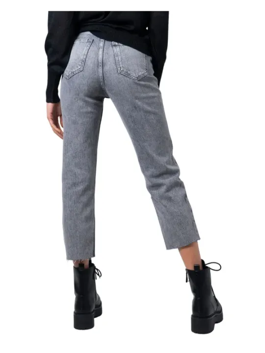 Helle graue Damen-Straight-Leg Jeans