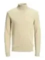 Cremefarbener Rollkragenpullover aus Strick