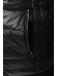 Schwarze gesteppte Daunenjacke mit Reißverschluss