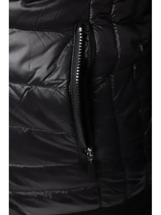 Schwarze gesteppte Daunenjacke mit Reißverschluss
