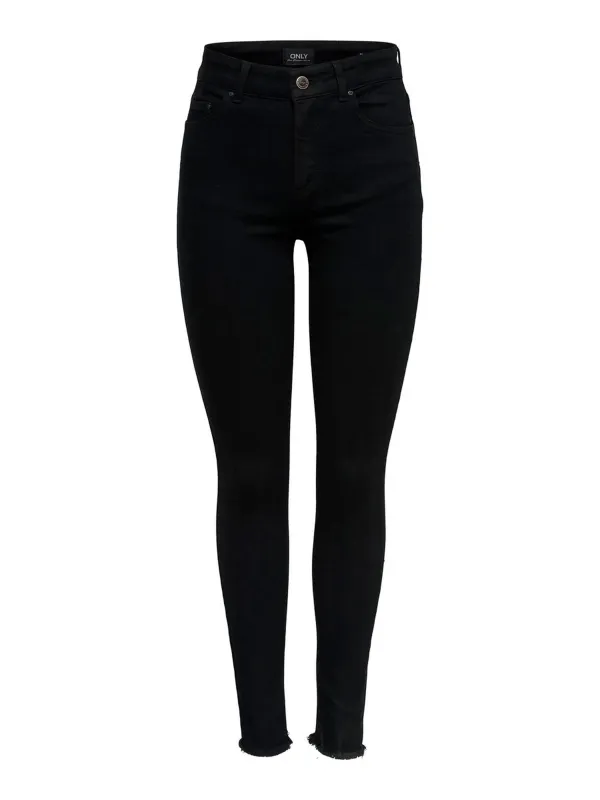Schwarze Skinny-Jeans mit Fransen Schwarze Skinny-Jeans mit Fransen