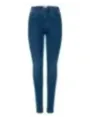 Niedrig geschnittene, schmale blaue Denim-Jeans
