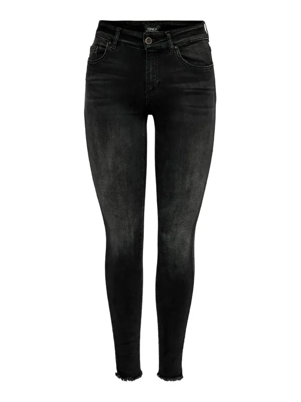 Schwarze Skinny-Jeans mit Fransen Schwarze Skinny-Jeans mit Fransen