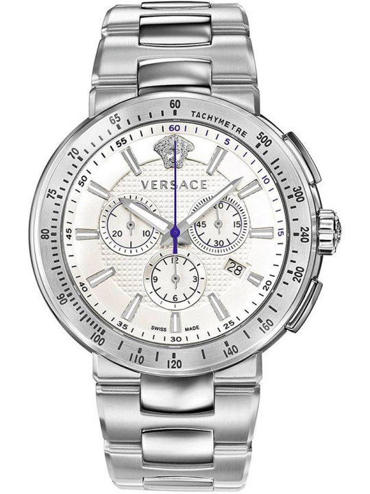Graue Versace Herren Chronographenuhr Stahl