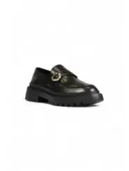 Schwarzer Leder Loafer mit Riemen