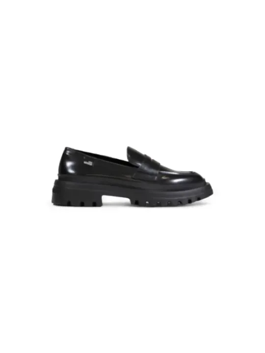 Schwarzer Leder-Loafer mit dicker Sohle