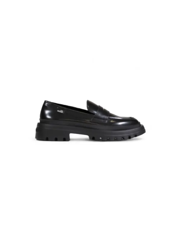 Schwarzer Leder-Loafer mit dicker Sohle