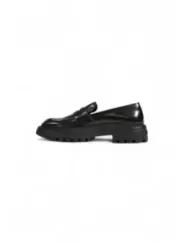 Schwarzer Leder-Loafer mit dicker Sohle