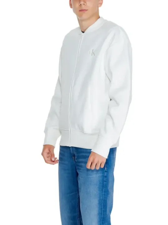 Weiße Fleece Bomberjacke Calvin Klein