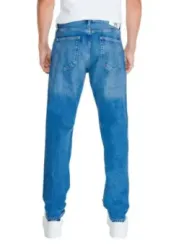 Verwaschene blaue Jeans gerades Bein