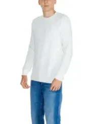 Weißes geripptes Calvin Klein Pullover