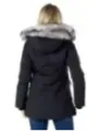 Schwarze Winterjacke mit Kunstfellkapuze
