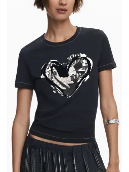 Desigual Damen Kurzarm T-Shirt Schwarz – Stilvoll & Elegant