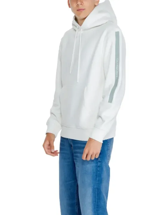 Weißer Calvin Klein Kapuzenpullover mit Streifen