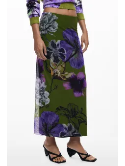Desigual Langer Grüner Damenrock - Stilvoll & Einzigartig