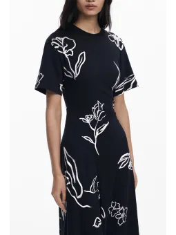 Desigual Langes Schwarzes Damenkleid – Eleganz und Stil