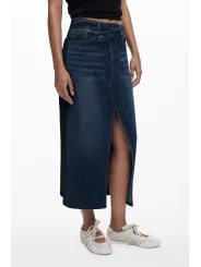 Desigual Damen Longuette Rock Blau – Stilvoller Midi-Rock