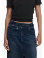 Desigual Damen Longuette Rock Blau – Stilvoller Midi-Rock Desigual Damen Longuette Rock Blau – Stilvoller Midi-Rock