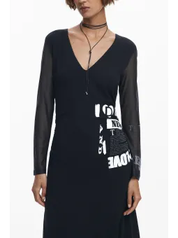 "Desigual Langes Schwarzes Damenkleid - Eleganz pur"