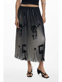 Desigual Damen Langer Schwarzer Rock - Stilvoll & Elegant