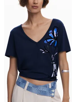 Desigual Damen Kurzarm T-Shirt Blau - Stilvoll & Bequem