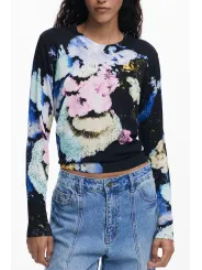 Desigual Damen Pullover-Bluse Schwarz, Modell 25WWJF46NE5025