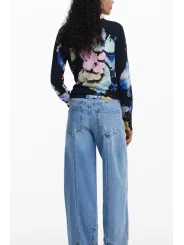 Desigual Damen Pullover-Bluse Schwarz, Modell 25WWJF46NE5025