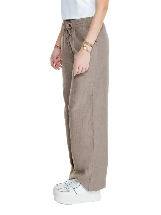 Beige Leinenhose mit weitem Bein