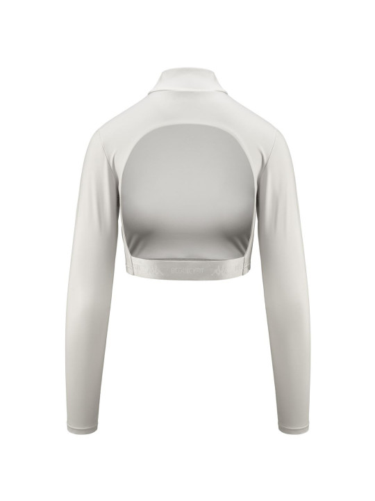 Graue Kappa Damen Cropped Longsleeve
