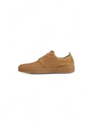 Tanfarbene, schlichte Schnürschuhe aus Leder