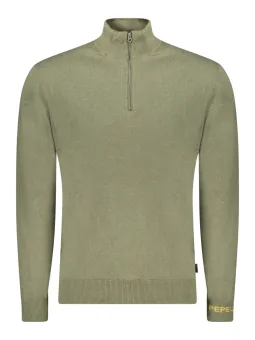 "Pepe Jeans Herrenpullover: Grüner Mock Zipper, stylisch & warm"