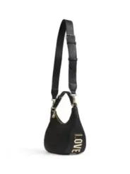 Schwarze Lederhandtasche mit Goldkette