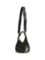 Schwarze Lederhandtasche mit Goldkette