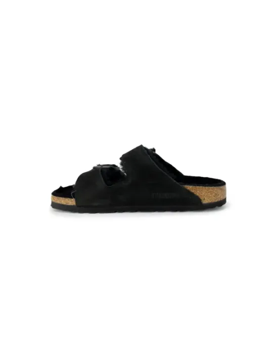 Schwarze Birkenstock-Sandalen mit Korkfußbett