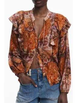 "Desigual Damen Langarmshirt Orange – Stilvoll & Einzigartig"