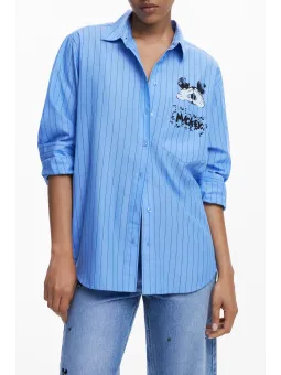 Desigual Damen Langarmshirt Blau - Stilvolles Hemd 25WWCW19