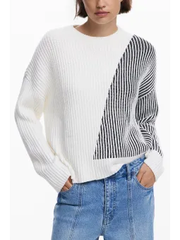 Desigual Damen Blusen-Pullover Weiß - Stilvoll & Elegant