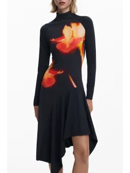 Desigual Kurzes Schwarzes Damenkleid – Stilvoll & Elegant