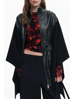 Desigual Damen Poncho Schwarz - Stilvolle Bluse 25WAIA08