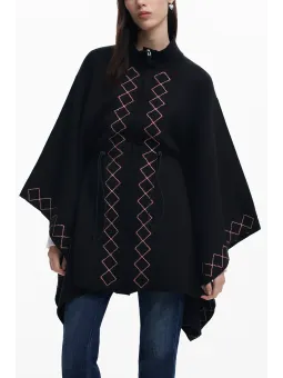Desigual Damen Poncho Bluse - Schwarz, Stil 25WAIA09_NE2000