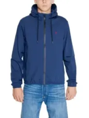 Navy windbreaker and blue jeans