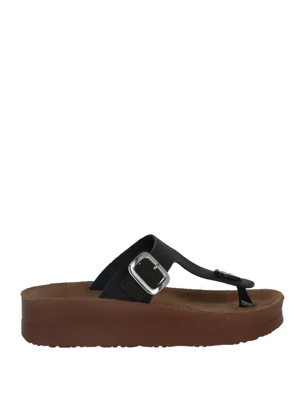 Schwarze Lederriemen Sandale mit Schnalle Schwarze Lederriemen Sandale mit Schnalle