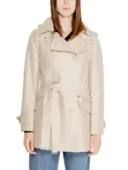 Beiger doppelreihiger Trenchcoat mit Gürtel